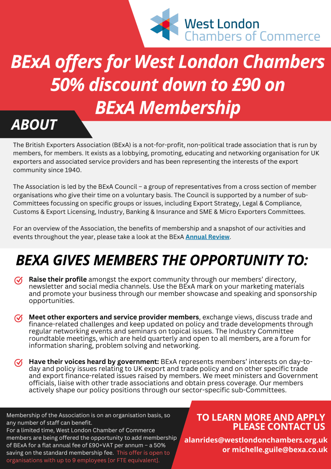 BExA 50% discount offer for West London Chambers members