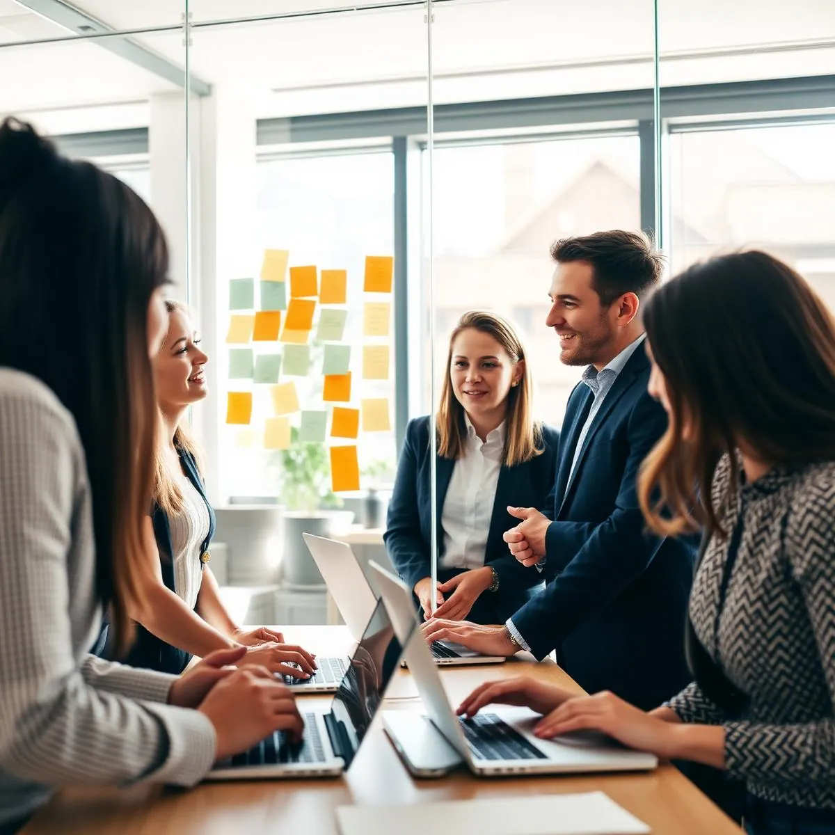 Diverse business professionals collaborating